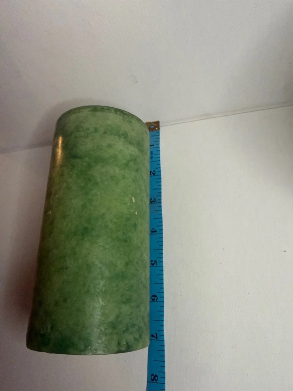 Pier 1 Green Marbleized Pillar Candle